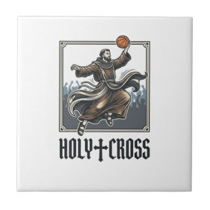 Heiliges Kreuz Vintage Basketball Religiöses Shirt Fliese