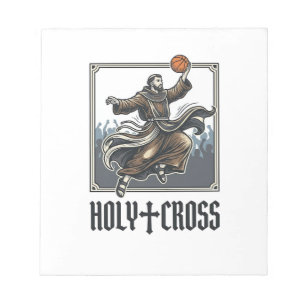 Heiliges Kreuz Vintage Basketball Religiöses Shirt Notizblock