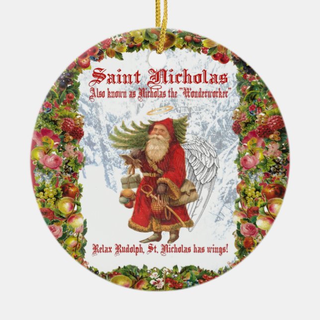 Heiliges Nicholas des Weihnachten4 das Keramik Ornament (Vorne)
