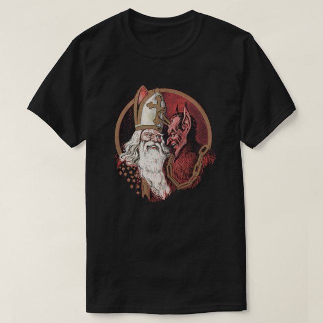 Heiliges Nicholas und Krampus T-Shirt (Design vorne)