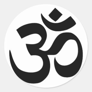 Heiliges Om-Symbol Sanskrit-Schrift Runder Aufkleber