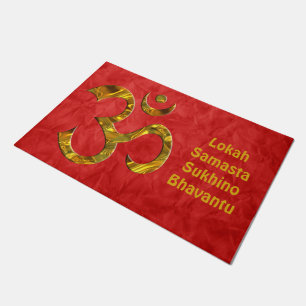 Heiliges Symbol OM/Om-Gold u. Beschwörungsformel Fußmatte