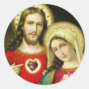 Heiliges tadelloses Herz Jesus Mary Runder Aufkleber