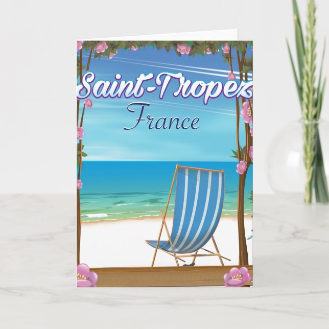 Heiliges-Tropez Frankreich-Reiseplakat Feiertagskarte (Vorderseite)