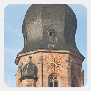 Heiliggeistkirche in der Altstadt von Heidelberg Quadratischer Aufkleber