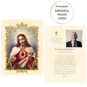 Heiligstes Herz Jesu Gedenkgebetkarten Platzkarte