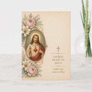 Heiligstes Herz Jesu, ich vertraue auf Dich Blumig Karte
