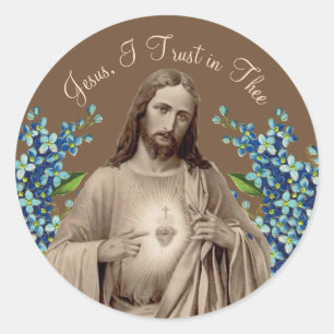 Heiligstes Herz Jesu, ich vertraue auf Dich Classi Runder Aufkleber