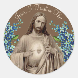Heiligstes Herz Jesu, ich vertraue auf Dich Runder Aufkleber