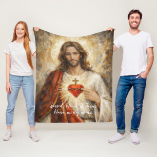 Heiligstes Herz Jesu Künstlerische Impasto-Malerei Fleecedecke