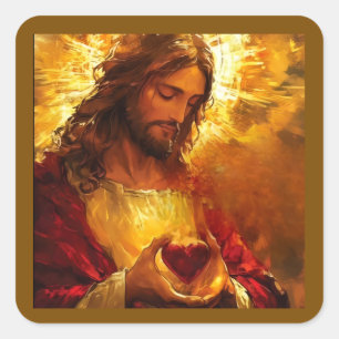 Heiligstes Herz Jesu Quadratischer Aufkleber