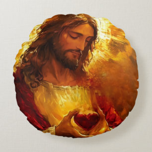 Heiligstes Herz Jesu Rundes Kissen