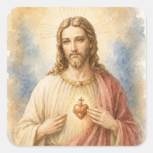 Heiligstes Herz Jesu Traditionell Katholisch Quadratischer Aufkleber