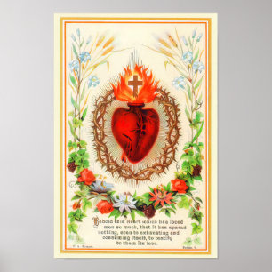 Heiligstes Herz Jesu Vintage B-092621 Poster