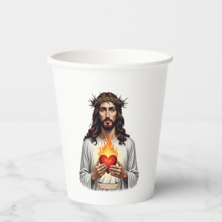 Heiligstes Herz Jesu Vintage-Gravur Glaubens-Shirt Pappbecher