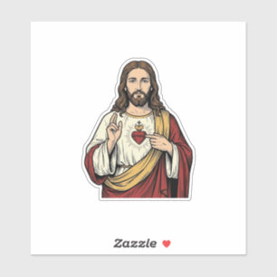 Heiligstes Herz Jesu Vintage-Stich Vektor Kunst_1 Aufkleber