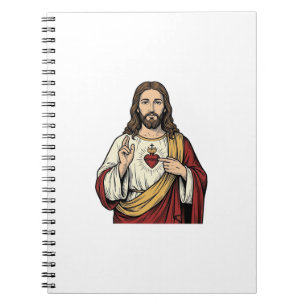 Heiligstes Herz Jesu Vintage-Stich Vektor Kunst_1 Notizblock