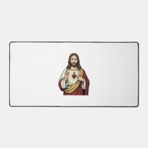 Heiligstes Herz Jesu Vintage-Stich Vektor Kunst_1 Schreibtischunterlage