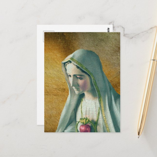 Heiligstes Herz Mariä Postkarte (Vorderseite/Rückseite Beispiel)