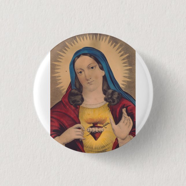 Heiligstes Herz Mariens Button (Vorderseite)