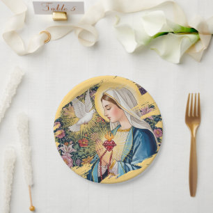 Heiligstes Herz Mariens, Hingabe, Christliche Kuns Pappteller