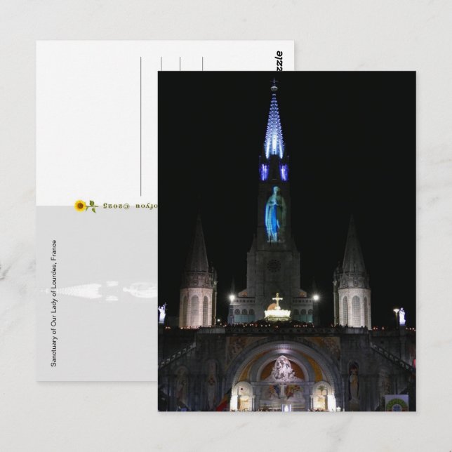 Heiligtum der Gottesmutter von Lourdes, Frankreich Postkarte (Vorne/Hinten)