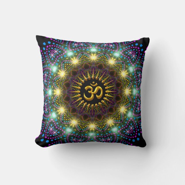 Heillicht Mandala Om Symbol Pillow Kissen (Vorderseite)