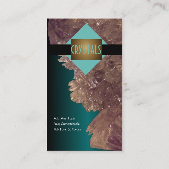 Heilmineralien Amethyst & Quarzkristalle Visitenkarte (Vorderseite)