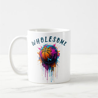 Heilsamer Basketball Regenbogen Farbtropfen Sport Kaffeetasse