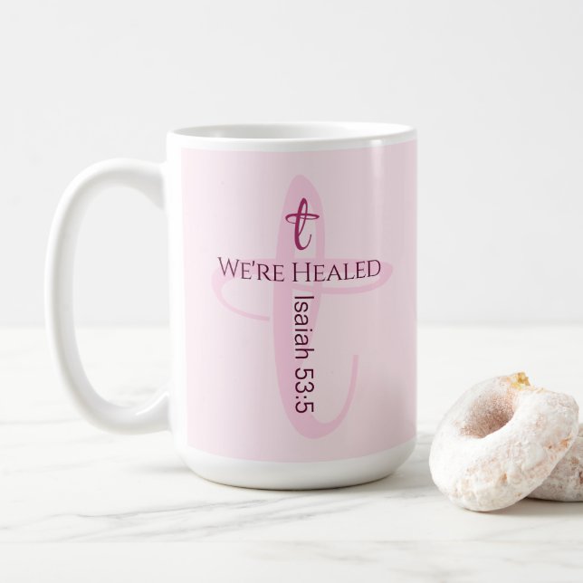 Heilt durch Jesus Bible Verse Christlicher Glaube Kaffeetasse (Mit Donut)