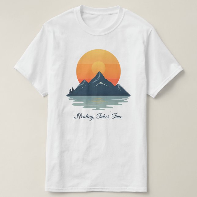 "Heilung braucht Zeit" T-Shirt mit Script-Schrift  (Design vorne)