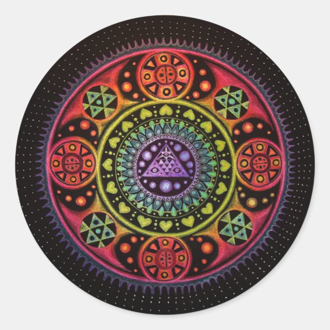 Heilung Mandala Runder Aufkleber (Vorderseite)