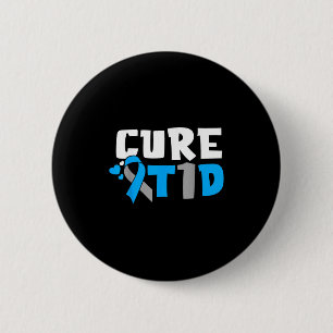 Heilung T1d Diabetes Aufklärung Typ 1 blaues Band Button