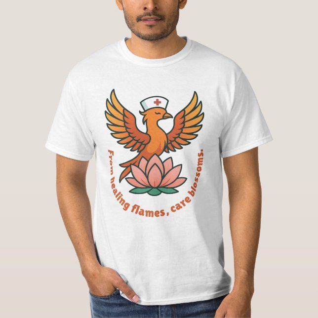 Heilung von Phoenix aus heilenden Flammen, Pflegeb T-Shirt (Vorderseite)