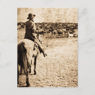Heim auf der Ranch Vintage einsamer Cowboy Rancher Postkarte