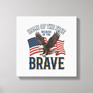 Heim der Freien Tapferer Adler Patriotisches Shirt Leinwanddruck