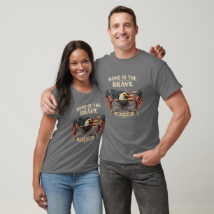 Heim der tapferen patriotischen T-Shirts USA-Flagg