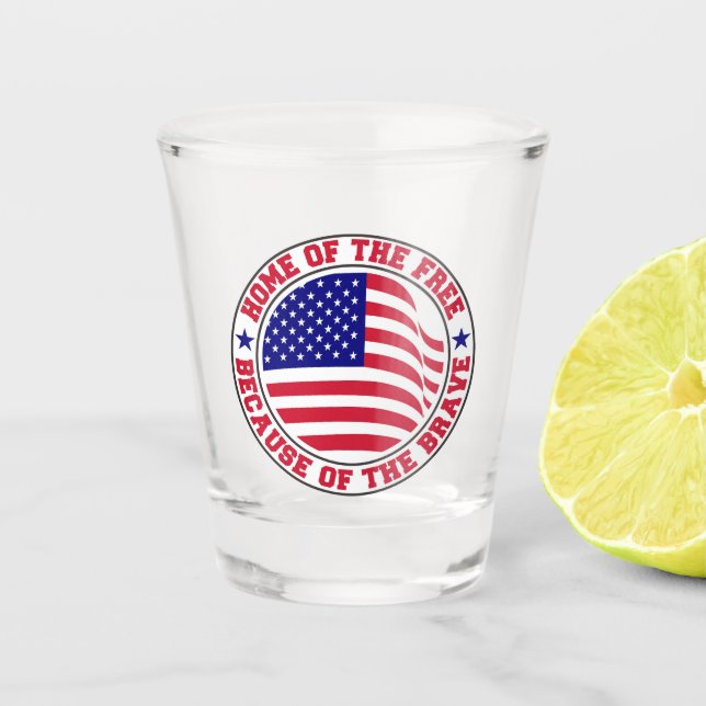 Heimat des freien patriotischen Tributdesigns Schnapsglas (Vorderseite)