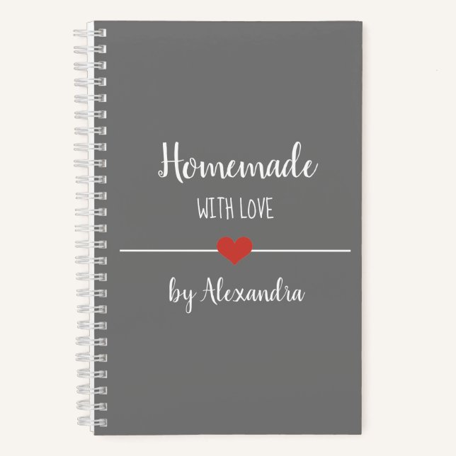 Heimat mit Liebe-Grau-Rezept-Notebook Notizbuch (Vorderseite)