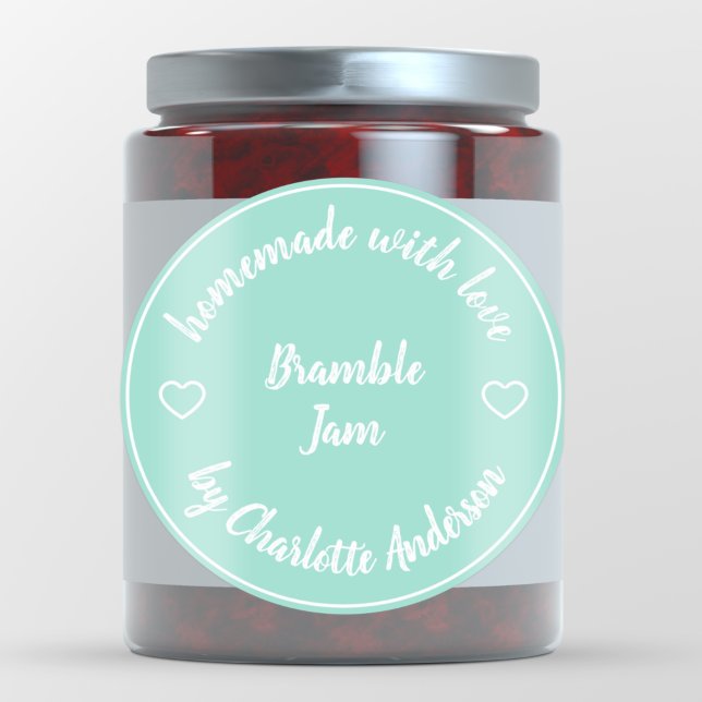 Heimat mit Liebe | Heart Modern Jam Mint Green Runder Aufkleber (Von Creator hochgeladen)