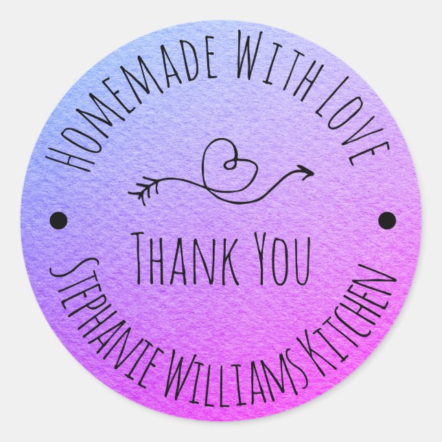 Heimat mit Liebe | Lila Wasserfarbe Vielen Dank Runder Aufkleber (Vorderseite)