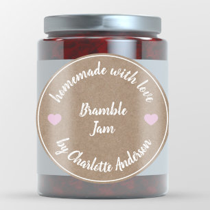 Heimat mit Liebe   Pink Heart Jam Canning Kraft Runder Aufkleber