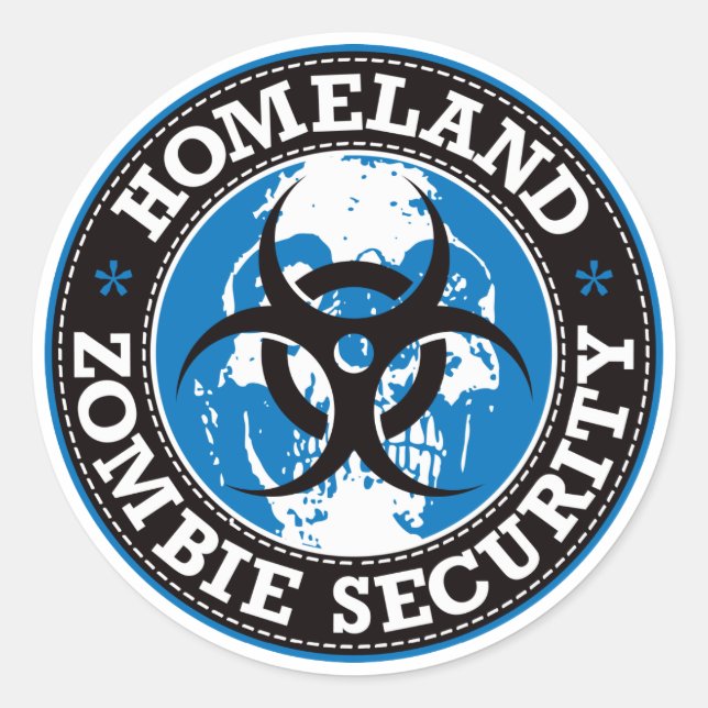 Heimat Zombie Security Skull - Blau Runder Aufkleber (Vorderseite)