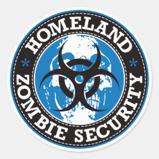 Heimat Zombie Security Skull - Blau Runder Aufkleber
