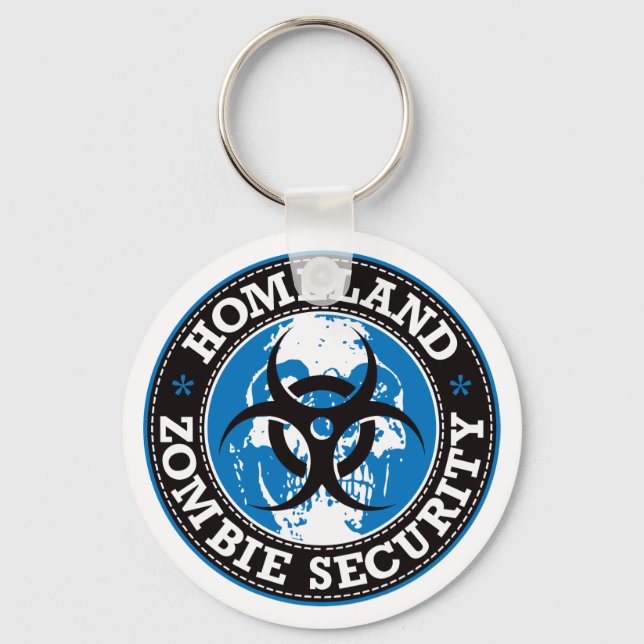 Heimat Zombie Security Skull - Blau Schlüsselanhänger (Vorderseite)
