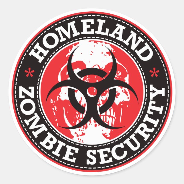Heimat Zombie Security Skull - Rot Runder Aufkleber (Vorderseite)
