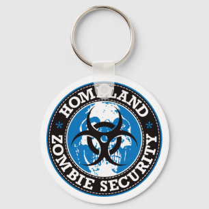 Heimat-Zombie-Sicherheits-Schädel - Blau Schlüsselanhänger