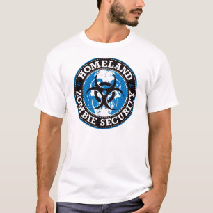 Heimat-Zombie-Sicherheits-Schädel - Blau T-Shirt