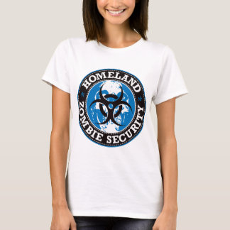 Heimat-Zombie-Sicherheits-Schädel - Blau T-Shirt