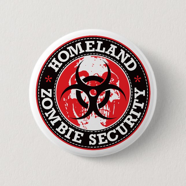 Heimat-Zombie-Sicherheits-Schädel - Rot Button (Vorderseite)